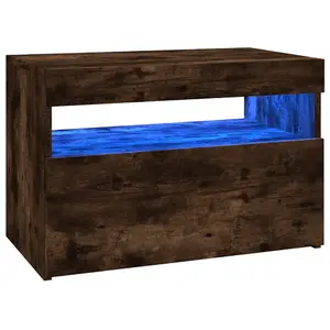 Berkfield TV Cabinet with LED Lights Smoked Oak 60x35x40 cm