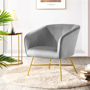 Yaheetech Grey Upholstered Velvet Armchair with Backrest and Armrest