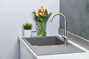 Liquida LP10GR 1.0 Bowl Composite Reversible Inset Grey Kitchen Sink With Waste