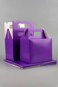 30Pcs Purple Colour Cardboard Lunch Takeaway Birthday Wedding Carry Meal Food Cake Party Box Childrens Loot Bags