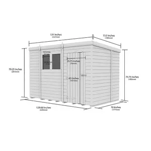 DIY Sheds 11x6 Pent Shed - Single Door With Windows