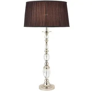 Diana Luxury Large Table Lamp Bright Nickel Black Shade Traditional Bulb Holder