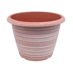 33cm Pot Olympia Stout Planter Round Terracotta With White Wash Flower Garden