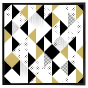 Gold & black geometric triangles (Picutre Frame) / 20x20" / Oak