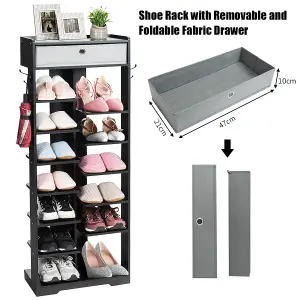 Costway Freestanding Shoe Rack Wooden Storage Shelf with Drawer