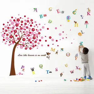 Walplus Combo Kids Huge Pink TreeWall Sticker + Alphabet PVC