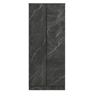 ZITA - 2 Door Plain Wardrobe + 2 Door Plain Wardrobe in Matt Charcoal Grey Marble Effect