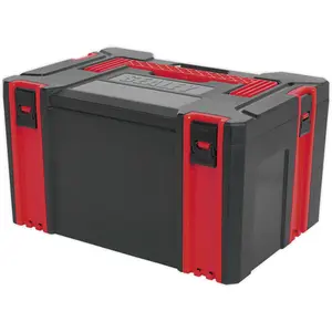 Stackable Tool Box - Portable Red ABS Storage Case with Handle