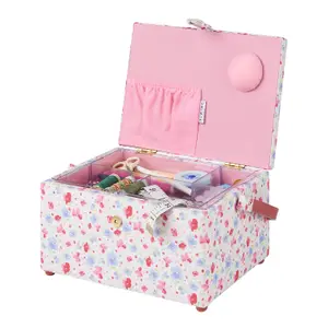 Medium Sewing Basket Floral 18.5 x 26 x 15cm - Sewing Online GA1121M