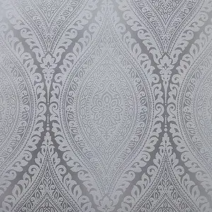 Celosi Grey Metallic effect Damask Textured Wallpaper