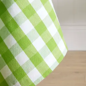 Homescapes Green Block Check Cotton Gingham Tablecloth, 137 x 178 cm