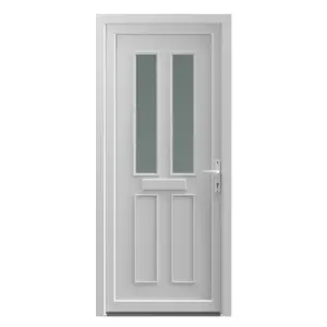 Fortia Chesil Frosted Glazed White LH External Front Door set, (H)2085mm (W)920mm