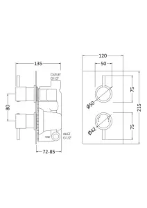 Shower Bundle Concealed Round Twin Valve & Slide Rail Shower Kit - Chrome - Balterley