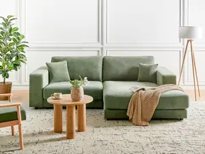 Corner Sofa LOFOTEN Green Fabric 3 Seater Left Hand