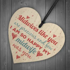 Red Ocean Midwife Thank You Gift Nurse Pregnancy Newborn Baby Gift Handmade Wooden Hanging Heart Sign