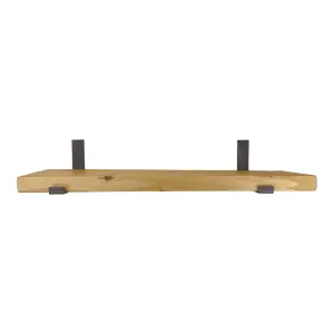 Reclaimed Wooden Shelf with Bracket Bent Up 6" 140mm - Colour Light Oak - Length 80cm