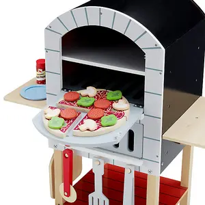 Teamson Kids My Little Helper Pizza Oven & 24 pc. Accessory Set, Grey/Natural