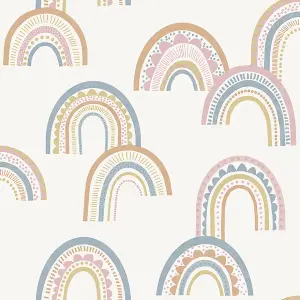 Boho Rainbow Orange/Pink/Blue Children's Wallpaper