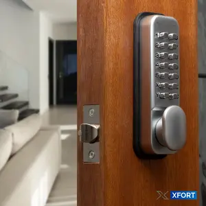 XFORT Digital Door Lock Satin Chrome, Keypad Combination Lock