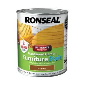 Ronseal Hardwood Rich teak Furniture Wood stain, 750ml