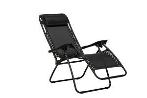 Royalcraft Zero Gravity Relaxer with Drinks and Phone Holder - Textylene/Steel - H111.5 x W65 x L70 cm - Black