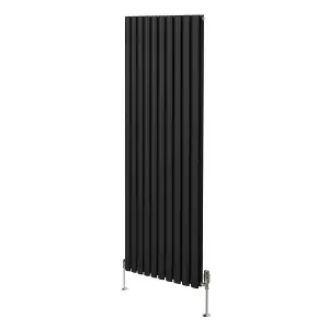 Oval Column Radiator & Valves - 1800mm x 600mm - Black