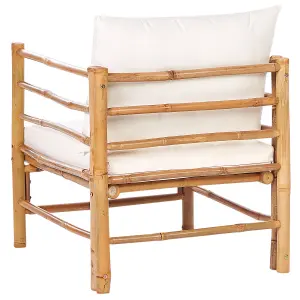 Garden Armchair CERRETO Bamboo Wood Off-White