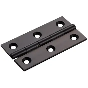 PAIR Cabinet Hinge - 64 x 35mm Matt Black Cupboard Wardrobe Vanity Unit Fixings