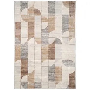 Neutral Beige Grey Geo Wabi Sabi Retro Area Rug 120x170cm