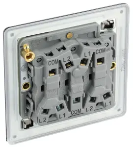 BG FBN43 Nexus Screwless Flat-Plate Triple Light Switch Black Nickel 2 Way 10A