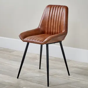 Mariners Genuine Leather Upholstered Dining Chair Brown