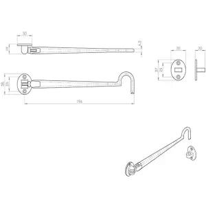 Heavy Duty Cabin Hook & Eye Polished Chrome 202mm Arm Cabinet Hatch Lock