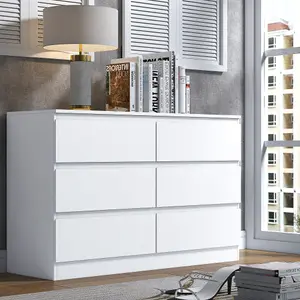 White Chest Of 6 Drawers Scratch Resistant Bedroom Furniture