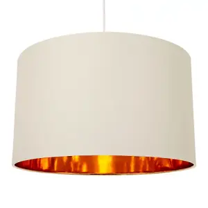 Contemporary Cream Cotton 20 Floor/Pendant Lamp Shade with Shiny Copper Inner