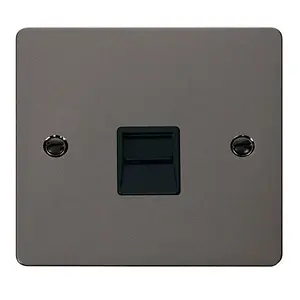 Flat Plate Black Nickel Master Telephone Single Socket - Black Trim - SE Home