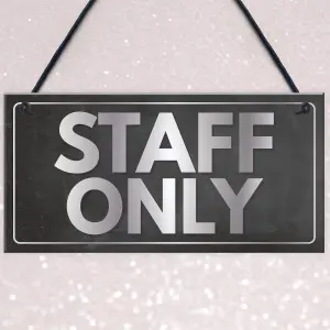 Red Ocean Staff Only Hanging Plaque Door Shop Wall Office Retail Restaurant Bathroom Toilet Sign