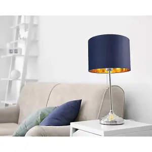 Contemporary Blue Cotton 10 Table/Pendant Lamp Shade with Shiny Copper Inner