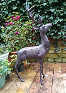 Aluminium Stag Sculpture Garden Ornament with Bronze Finish