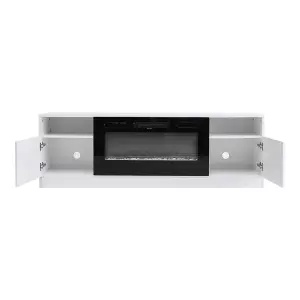 White Electric Fire Suite, Fireplace and White Surround Set Fireplace TV Stand 12 Mood Light Colors