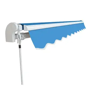 Primrose Awnings 3.0m x 2.5m Retractable Manual Azure Blue Awning Outdoor Patio Canopy