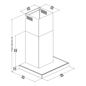 GoodHome AirSensor GHBH60ASBL Glass Box Cooker hood (W)60cm - Brushed stainless steel effect