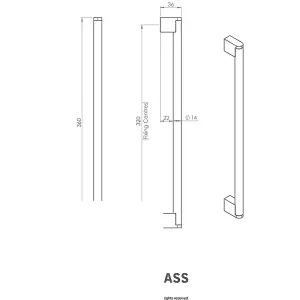 4x Round Bar Pull Handle 360 x 14mm 320mm Fixing Centres Satin Nickel & Steel