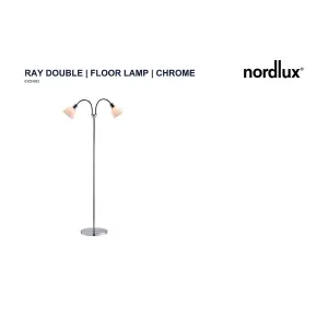 Nordlux Ray Double Indoor Living Dining Bedroom Floor Lamp In Chrome (Height) 158cm