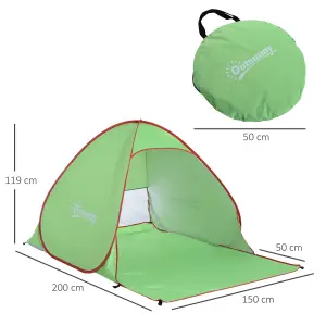 Outsunny 2-3 Person Pop up Tent Instant Camping Tent Sun Shade Shelter, Green