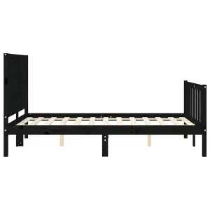 Berkfield Bed Frame with Headboard Black 140x190 cm Solid Wood