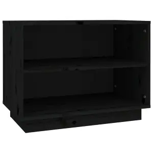 Shoe Cabinet Black 60x34x45 cm Solid Wood Pine