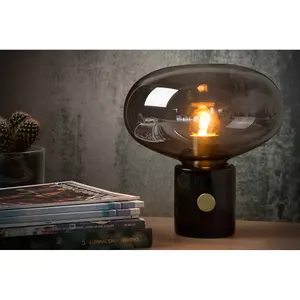 Lucide Charlize Vintage Table Lamp 23cm - 1xE27 - Smoke Grey