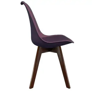 Soho Aubergine Plastic Dining Chair with Squared Dark Wood Legs