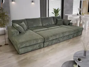 Rest Large Double Sofa With Footstool U-Shaped Grey