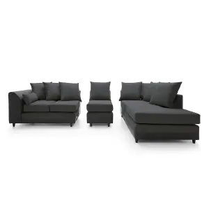 Dylan Large Corner Sofa Right Facing in Black Grey